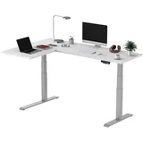 FLEXISPOT Winkelschreibtisch Eckschreibtisch elektrisch höhenverstellbar Bürotisch mit 2 Motoren (180x120 cm, Weiß - 3 Fach)