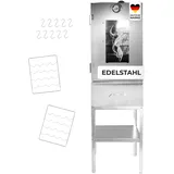 LEMODO Räucherofen mit Untergestell, Räucherschrank aus Edelstahl, Kalträucherofen mit großer Räucherkammer, Tischräucherofen mit Thermometer und Sichtfenster