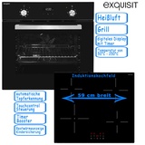 exquisit Einbauherd Set Induktion Autark 60cm Kochfeld Backofen Heißluft Grill