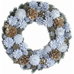 WDMT Schicker Weihnachtskranz – Pina Needle | ø 33 cm | Kranz Weihnachten | Weihnachtsdekoration | Weihnachtsdekorationen | Weiß