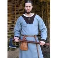 Battle Merchant Wikinger-Kostüm Mittelalterliche Tunika Vallentin, blaugrau/braun XL blau|braun|grau XL - XL
