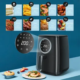 Aigostar Air Fryer 4.2L, Heißuftfritteuse, XXL,Heissluft Fritteusen ohne Öl,8 Menü und Rezept, LED-Touchscreen, 1400W,BPA-frei