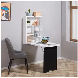 Homcom Schreibtisch mit Tafel, 5 Fächern Klappbar Weiß Schwarz 60 x 94,5 x 147cm