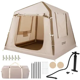 Costway Aufblasbares Zelt Familienzelt Braun/Khaki