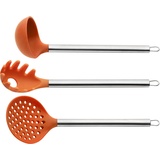 PINTINOX Kochbesteck-Set »Silicone Orange« (Set, 3-tlg), (Schöpfkelle, Spaghettilöffel, Schaumkelle), Edelstahl/Silikon