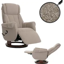 MCA Furniture MCA Relaxsessel + Aufstehhilfe HWC-N58, Fernsehsessel Sessel Bouclé Stoff Holz - braun, Holz walnussfarben