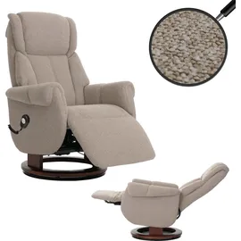 MCA Furniture MCA Relaxsessel + Aufstehhilfe HWC-N58, Fernsehsessel Sessel Bouclé Stoff Holz - braun, Holz walnussfarben