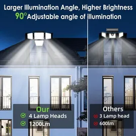 AGOTD Außenleuchte Kunststoff 2 Stück 238 LED 270° Abstrahlwinkel schwarz