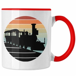 Trendation Tasse Lustige Eisenbahn Tasse für Eisenbahner Geschenk Vintage Grafik rot
