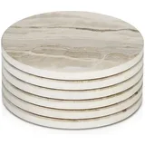 LuxusKollektion Glasuntersetzer Untersetzer 6er Keramik Korkboden Marmor Gläser Sandmarmor Ohne Halter beige