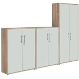Aktenschrank TABOR 53 Büroschrank Mehrzweckschrank abschließbar Metallgriffe (Sonoma Eiche/weiß matt)