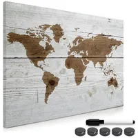 Navaris Magnettafel Memoboard Worldmap, 90 x 60 cm, braun