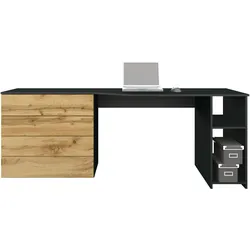 borchardt Möbel Schreibtisch »Vaasa«, Breite 196 cm, Push to Open-Funktion borchardt Möbel schwarz matt / Wotan Eiche