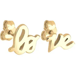 Elli Love Statement Schriftzug Liebe Silber vergoldet Ohrringe   Damen 