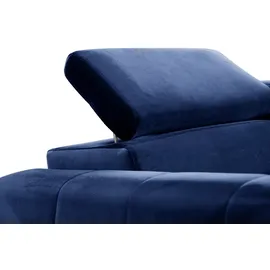 Fun Möbel Ecksofa Schlafsofa Sofa AGNESA XS Stoff Salvador Dunkelblau Ottomane Links - Blau