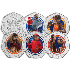Das offizielle 5er-Farbmünzen-Set „40 Jahre E.T. – der Außerirdische“!
