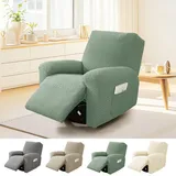 BOUFEIDA 4-Teilig Relaxsessel Sesselbezug Stretchhusse, All-Inclusive Sesselbezug mit Taschen, Sesselschoner für Fernsehsessel und Relaxsessel, Anti-Rutsch High Stretch Mit Elastischem Boden