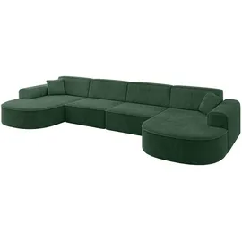 altdecor Eckcouch Cord 6-Sitzer Grün