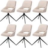 Mendler 6er-Set Esszimmerstuhl HWC-N73, Küchenstuhl, drehbar Auto-Return, Stoff/Textil Boucle (540g/m2) Öko-Tex ~ creme