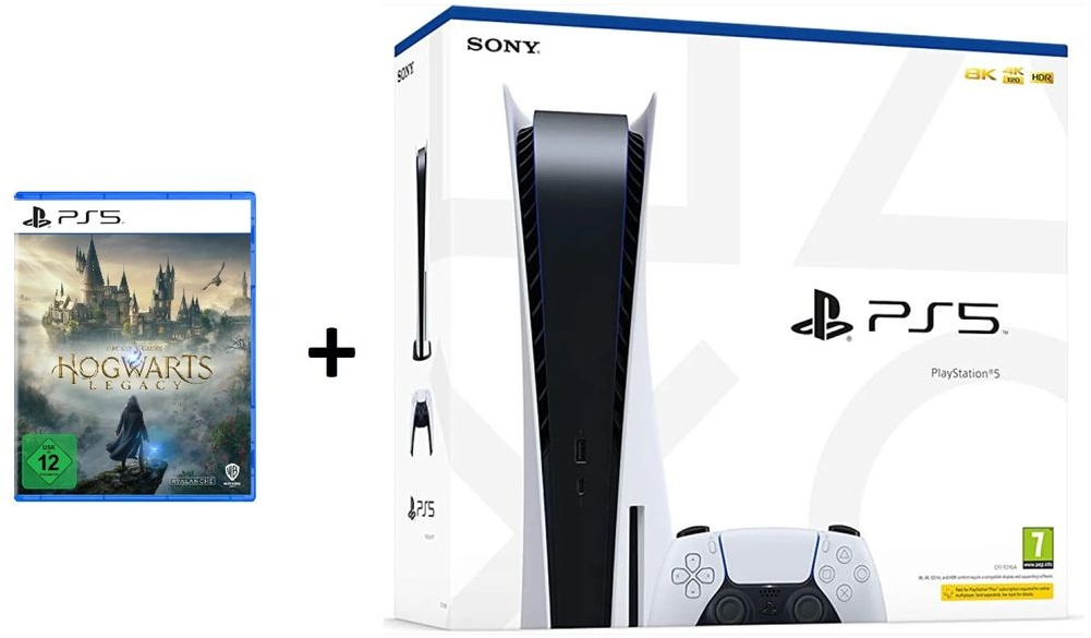 Sony Playstation 5 Disc Edition mit Hogwarts Legacy PS5 Disk Blu-Ray Laufwerk