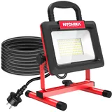 HYCHIKA LED Baustrahler 100W, LED Strahler 12000 LM 6500K, 2 Modes Adjustable Brightness, 360° Degree Rotation Wasserdichtes IP65 Arbeitsleuchter Drehbar, 2 m Kabel mit Stecker für Werkstatt Baustelle