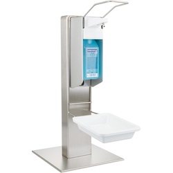 SANISMART Hygiene-Tower SMALL + Desinfektionsmittelspender + Tropfschale