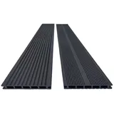 10m2 WPC Terrassendiele mit Zubehör Schwarz