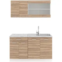 Vicco Küchenzeile R-Line 140 cm sonoma eiche nachbildung/weiß matt