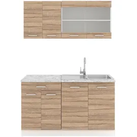 Vicco Küchenzeile R-Line 140 cm sonoma eiche nachbildung/weiß matt