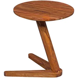 Wohnling Beistelltisch rund Massivholz sheesham 45,0 x 45,0 x 50,0 cm, 1 St.