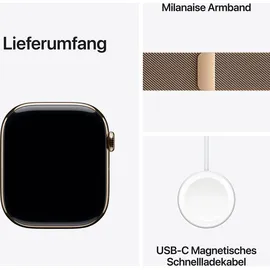 Apple Watch Series 10 GPS + Cellular 46 mm Titangehäuse gold Milanaise Armband gold M/L