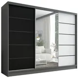 A&J MöbelLand Schiebetürenschrank AURELIA 2 200 x 0 x 0 cm Grau/Schwarz/Weiß