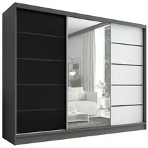 A&J MöbelLand Schiebetürenschrank AURELIA 2 200 x 0 x 0 cm Grau/Schwarz/Weiß