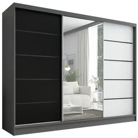 A&J MöbelLand Schiebetürenschrank AURELIA 2 200 x 0 x 0 cm Grau/Schwarz/Weiß