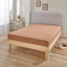 BettwarenShop Spannbettlaken Jersey-Elasthan 80 x 200 - 80 x 220 cm braun