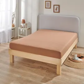 BettwarenShop Spannbettlaken Jersey-Elasthan 80 x 200 - 80 x 220 cm braun
