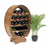 DanDiBo Ambiente DanDiBo Weinregal Holz Weinfass 18 Flaschen Braun gebeizt Flaschenregal