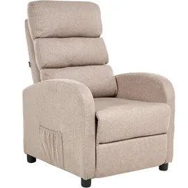 Beliani Fernsehsessel OTUS Stoff 67 x 75 x 89 cm Taupe mit verstellbarer Rückenlehne