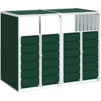 VidaXL Mülltonnenbox für 2 Tonnen Grün 144x81x113 cm Stahl