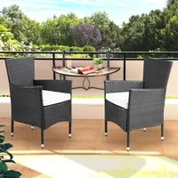CASARIA Polyrattan Gartenstuhl 4er-Set Braun/Creme Stapelbar