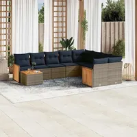 vidaXL Gartensofa-Set 10-tlg. grau