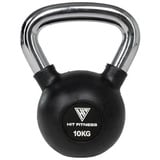 Hit Fitness Unisex-Adult Kettlebell with Handle | 10kg, Schwarz & Chrom, 16 x 16 x 26 cm