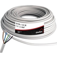 siwitec NYM-Kabel, 3x1,5, 3x2,5, 5x1,5, 5x2,5, 50m, 100m (2x50m Ring) Stromkabel, (5000 cm)