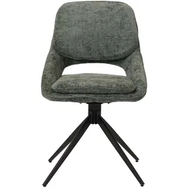 Mendler 2er-Set Esszimmerstuhl HWC-N73 Stoff Chenille grün