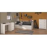 Parisot Jugendzimmer-Set Sleep, (mit Stauraumbett, Kommode und Schreibtisch, Set 3-teilig), mit viel Stauraum weiß