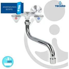 tecuro S-Auslauf für Wand-Armaturen 3/4 Zoll konisch dichtend, Länge 250 mm, Messing verchromt