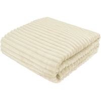 Cottonmarket Decken 170x210 cm - Zweiseitig Tagesdecke - Kuscheldecke Flauschig für Wintergarten und Balkon - Blanket für Terrasse - Gartenmöbel Überwurfdecke - Felldecke Cremefarben