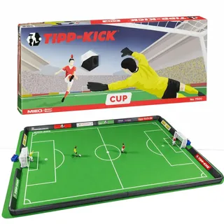 TIPP-KICK Spiel Cup Tischfußball-Set - Hochwertiges Premium Fußball-Spiel mit Spielern, Torwarten, Netz-Toren, Bällen und extra-großem Spielfeld aus Filz, Geschenkidee für Fans