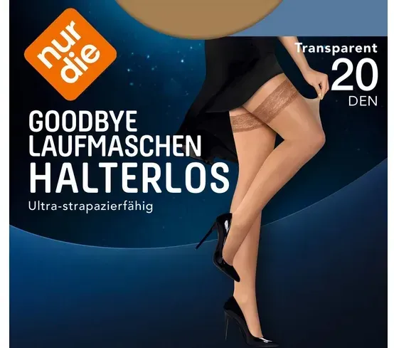 NUR DIE Damen Halterlose Strümpfe Goodbye Laufmaschen 20 DEN - puder - 48-52