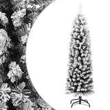 vidaXL Künstlicher Weihnachtsbaum Schlank mit Schnee Grün 150 cm